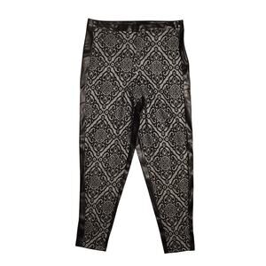 VENUS $79 Black Faux Leather‎ Lace Baroque Ankle Legging Size 16